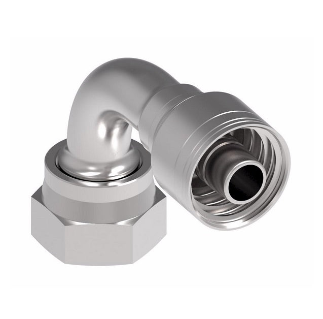 1A10FRB12TZ Aeroquip by Danfoss | Female ORS Swivel 90° Elbow (FRB) Crimp Hose Fitting | -10 Female O-Ring Face Seal Swivel x -12 Hose Barb | Zinc-Nickel Plated Steel