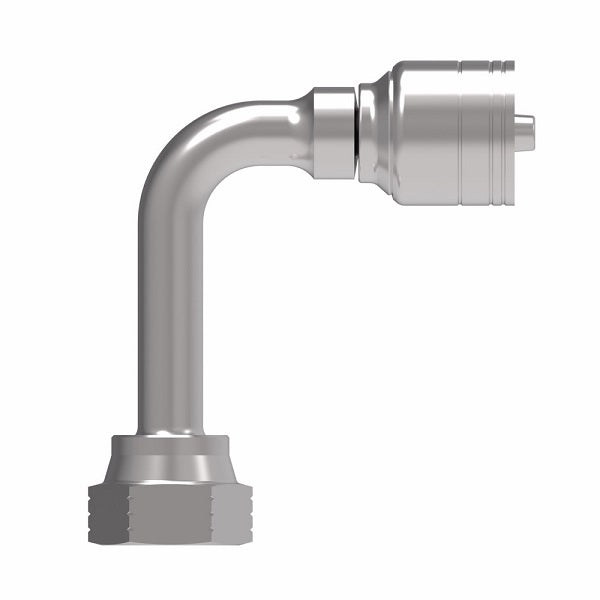 1A10FRC10 Aeroquip by Danfoss | Female ORS Swivel Long Drop 90° Elbow (FRC) Crimp Fitting | -10 Female O-Ring Face Seal Swivel x -10 Hose Barb | Steel