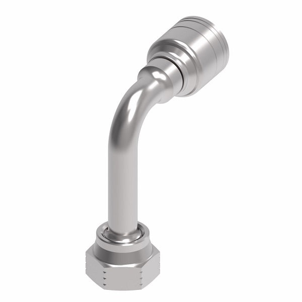 1A8FRC8TZ Aeroquip by Danfoss | Female ORS Swivel Long Drop 90° Elbow (FRC) Crimp Fitting | -08 Female O-Ring Face Seal Swivel x -08 Hose Barb | Zinc-Nickel Plated Steel