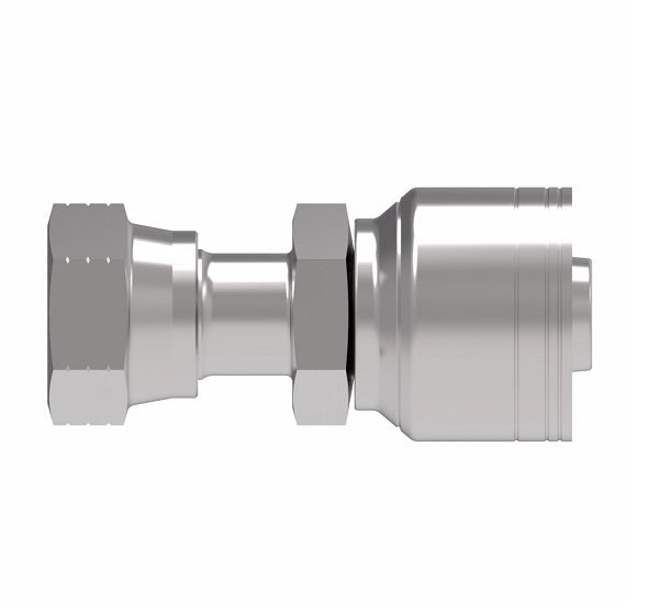 1A8FR6TZ Aeroquip by Danfoss | Female ORS Swivel (FR) Crimp Fitting | -08 Female O-Ring Face Seal Swivel x -06 Hose Barb | Zinc-Nickel Plated Steel