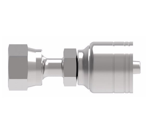 1A16FR20 Aeroquip by Danfoss | Female ORS Swivel (FR) Crimp Fitting | -16 Female O-Ring Face Seal Swivel x -20 Hose Barb | Steel