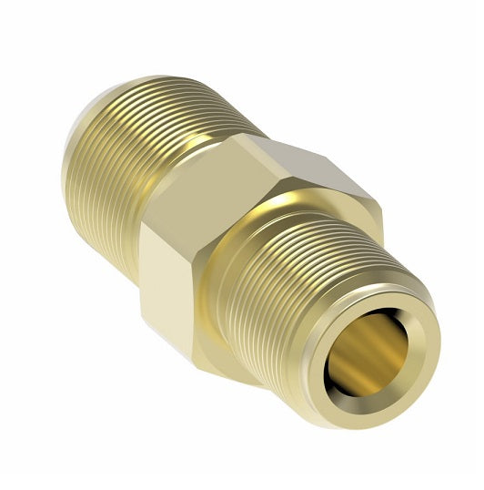 200001-4-4B Aeroquip by Danfoss | 42° Inverted Flare/37° Flare Adapter | -04 Male 42° Inverted Flare x -04 Male 37° JIC Flare | Brass