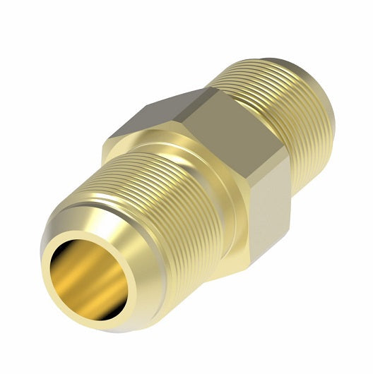 200001-4-4B Aeroquip by Danfoss | 42° Inverted Flare/37° Flare Adapter | -04 Male 42° Inverted Flare x -04 Male 37° JIC Flare | Brass