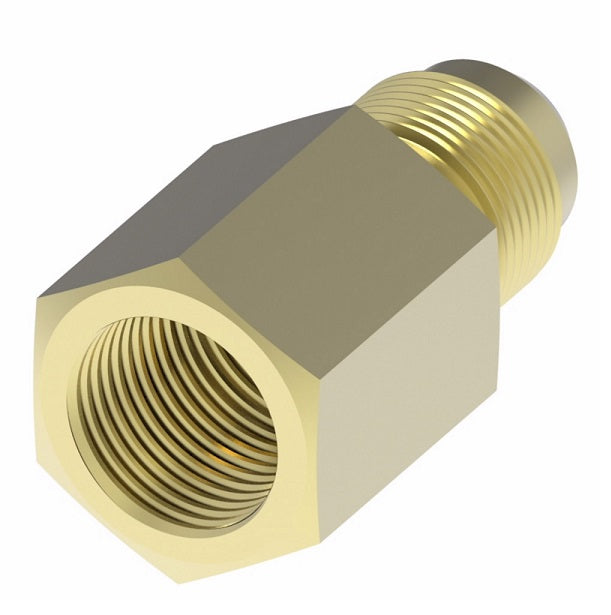 2001-12-10B Aeroquip by Danfoss | Internal Pipe/45° Flare Adapter | -12 Female NPTF x -10 Male SAE 45° Flare | Brass