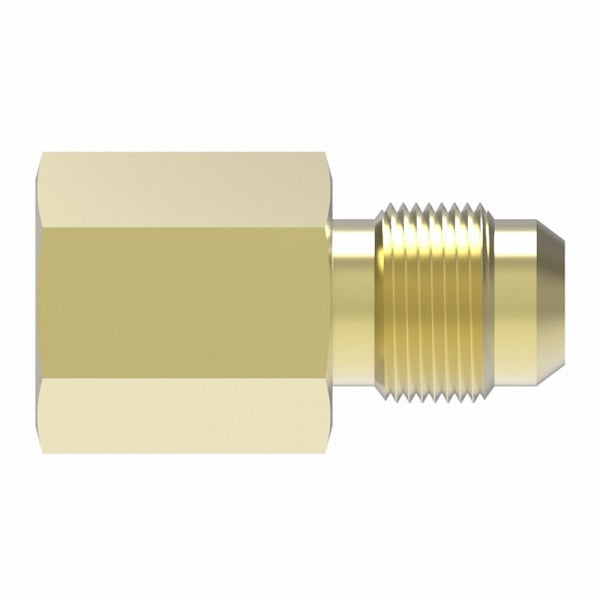 2001-2-4B Aeroquip by Danfoss | Internal Pipe/45° Flare Adapter | -02 Female NPTF x -04 Male SAE 45° Flare | Brass