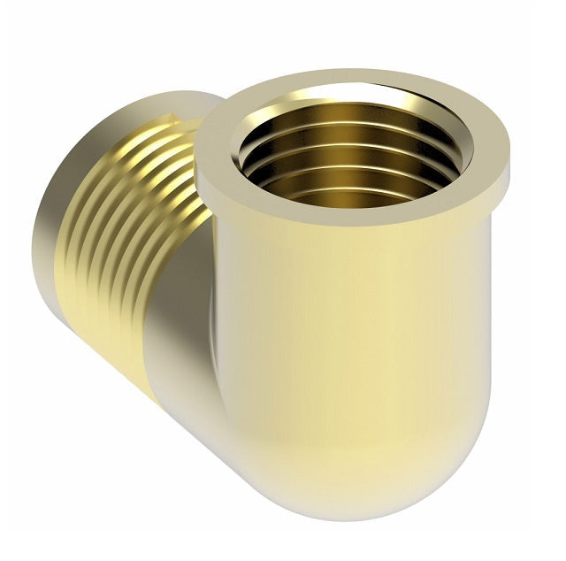 2002-8-8B Aeroquip by Danfoss | Internal Pipe/45° Flare 90° Elbow Adapter | -08 Female NPTF x -08 Male SAE 45° Flare | Brass