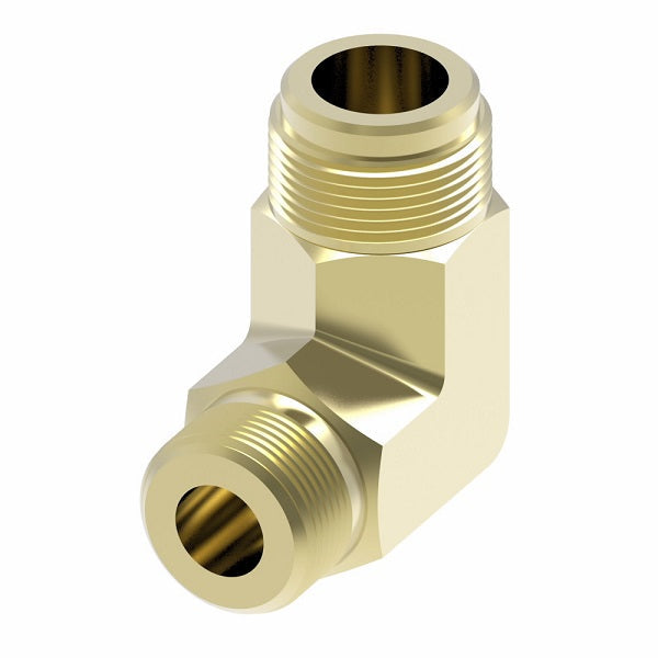 2003-12-12B Aeroquip by Danfoss | External Pipe/45° Flare 90° Elbow Adapter | -12 Male NPTF x -12 Male SAE 45° Flare | Brass
