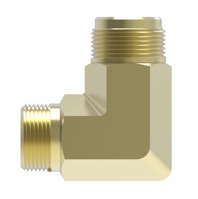 2003-6-4B Aeroquip by Danfoss | External Pipe/45° Flare 90° Elbow Adapter | -06 Male NPTF x -04 Male SAE 45° Flare | Brass