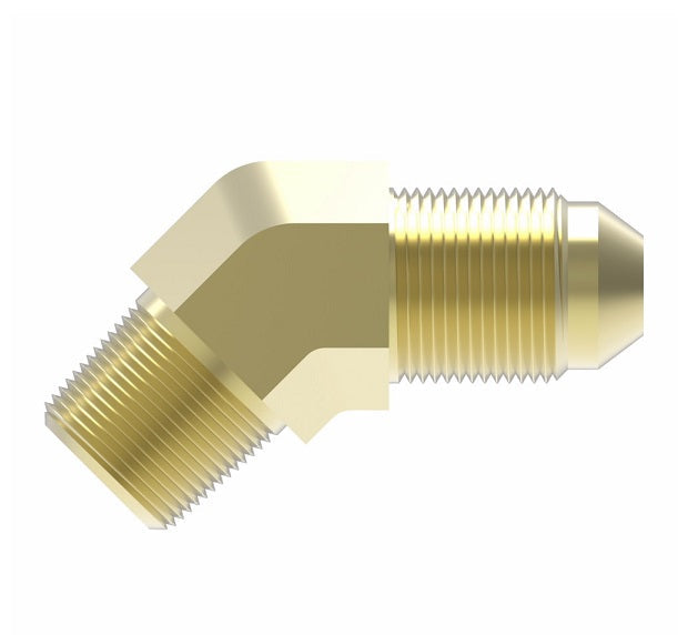 2007-8-8B Aeroquip by Danfoss | External Pipe/45° Flare 45° Elbow Adapter | -08 Male NPTF x -08 Male SAE 45° Flare | Brass