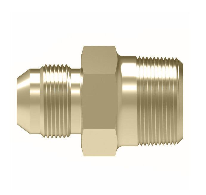 2021-2-6B Aeroquip by Danfoss | External Pipe/37° JIC Flare Adapter | -02 Male NPTF x -06 Male SAE 37° JIC Flare | Brass