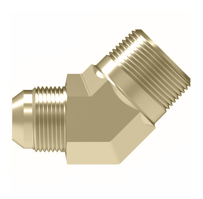2023-4-4B Aeroquip by Danfoss | External Pipe/37° JIC Flare 45° Elbow Adapter | -04 Male NPTF x -04 Male JIC | Brass