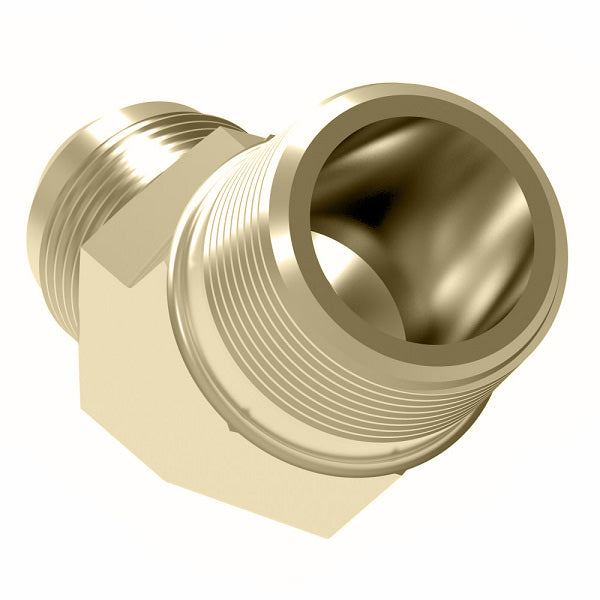 2023-2-4B Aeroquip by Danfoss | External Pipe/37° JIC Flare 45° Elbow Adapter | -02 Male NPTF x -04 Male JIC | Brass