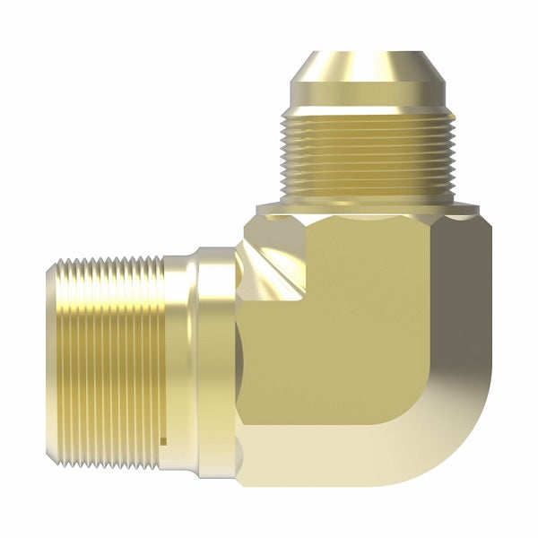 2024-6-8B Aeroquip by Danfoss | External Pipe/37° JIC Flare 90° Elbow Adapter | -06 Male NPTF x -08 Male 37° JIC Flare | Brass