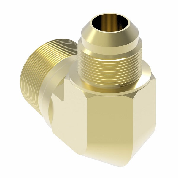 2024-6-8B Aeroquip by Danfoss | External Pipe/37° JIC Flare 90° Elbow Adapter | -06 Male NPTF x -08 Male 37° JIC Flare | Brass