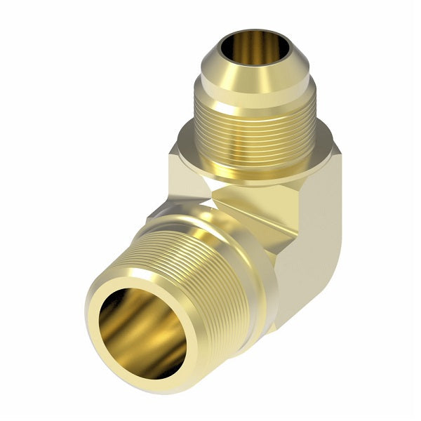 2024-6-8B Aeroquip by Danfoss | External Pipe/37° JIC Flare 90° Elbow Adapter | -06 Male NPTF x -08 Male 37° JIC Flare | Brass