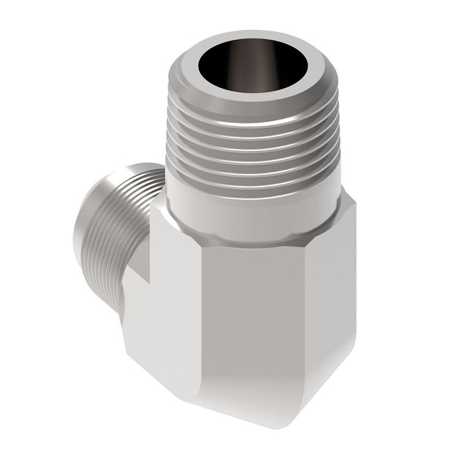 259-2024-2-4 Aeroquip by Danfoss | External Pipe/37° JIC Flare 90° Elbow Adapter | -02 Male NPTF x -04 Male 37° JIC Flare | Stainless Steel
