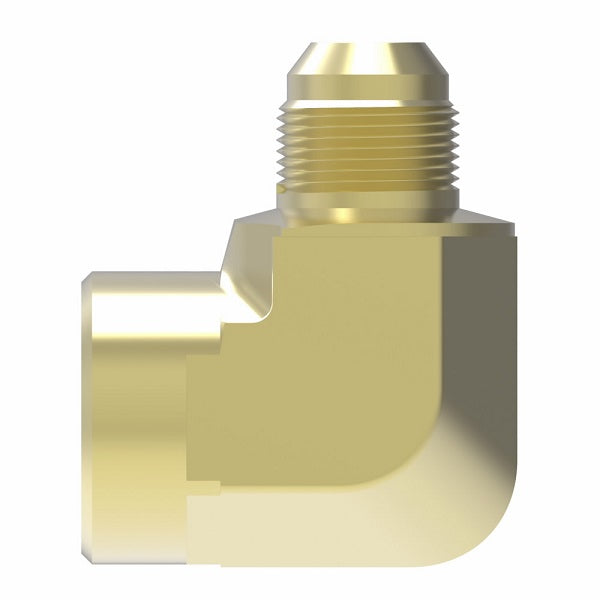 2025-2-4B Aeroquip by Danfoss | Internal Pipe/37° JIC Flare Swivel 90° Elbow Adapter | -02 Female NPTF x -04 Male 37° JIC Flare Swivel | Brass