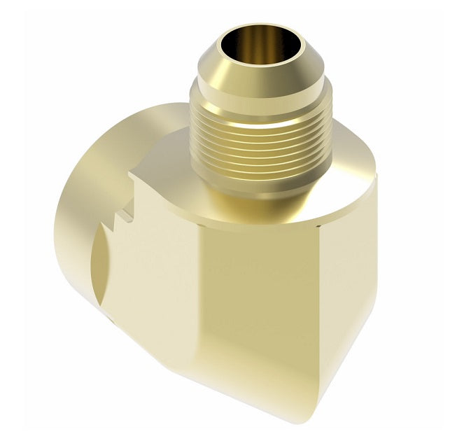 2025-2-4B Aeroquip by Danfoss | Internal Pipe/37° JIC Flare Swivel 90° Elbow Adapter | -02 Female NPTF x -04 Male 37° JIC Flare Swivel | Brass