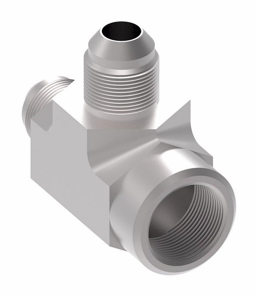 2029-12-12S Aeroquip by Danfoss | Internal Pipe Run/37° JIC Flare Tee Adapter | -12 Female NPTF x -12 Male 37° JIC Flare x -12 Male 37° JIC Flare | Steel