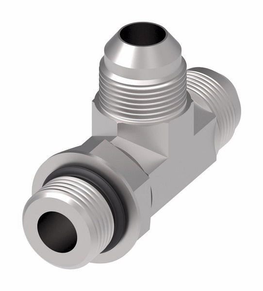 203005-4-4S Aeroquip by Danfoss | SAE ORB (adj.) Run/37° JIC Flare Tee Adapter | -04 Male SAE O-Ring Boss x -04 Male 37° JIC Flare x -04 Male 37° JIC Flare | Steel