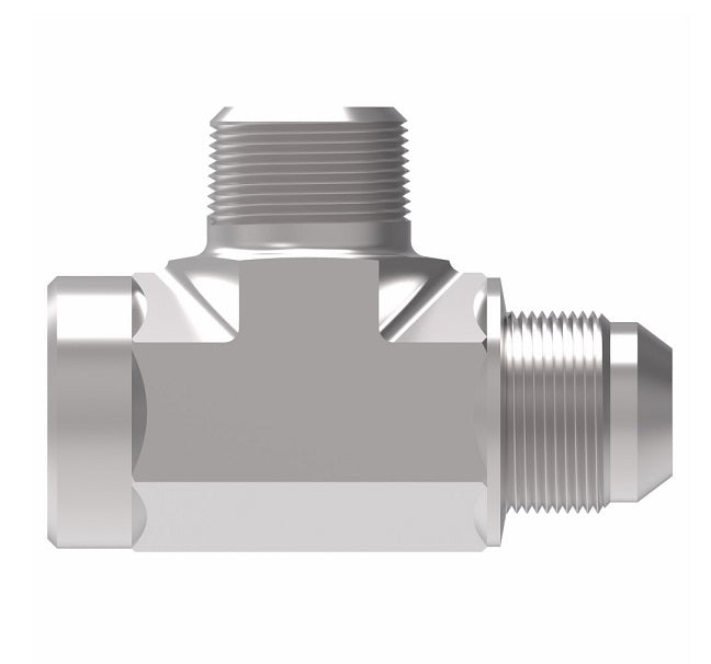 203006-20-20S Aeroquip by Danfoss | External Pipe Branch/Internal Pipe/37° JIC Flare Tee Adapter | -20 Male NPTF x -20 Female NPTF x -20 SAE 37° Male Flare | Steel