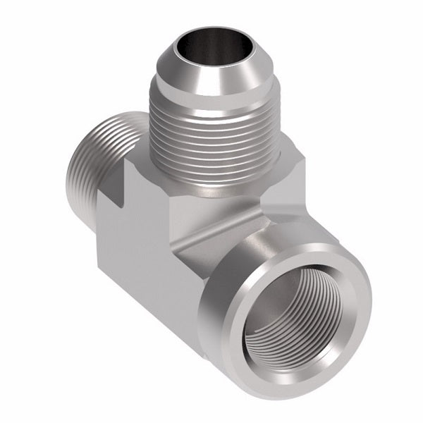203301-8-10S Aeroquip by Danfoss | External Pipe/Internal Pipe/37° JIC Flare Branch Tee Adapter | -08 Male NPTF x -08 Female NPTF x -10 Male 37° JIC Flare | Steel