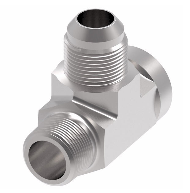 203301-6-8S Aeroquip by Danfoss | External Pipe/Internal Pipe/37° JIC Flare Branch Tee Adapter | -06 Male NPTF x -06 Female NPTF x -08 Male 37° JIC Flare | Steel