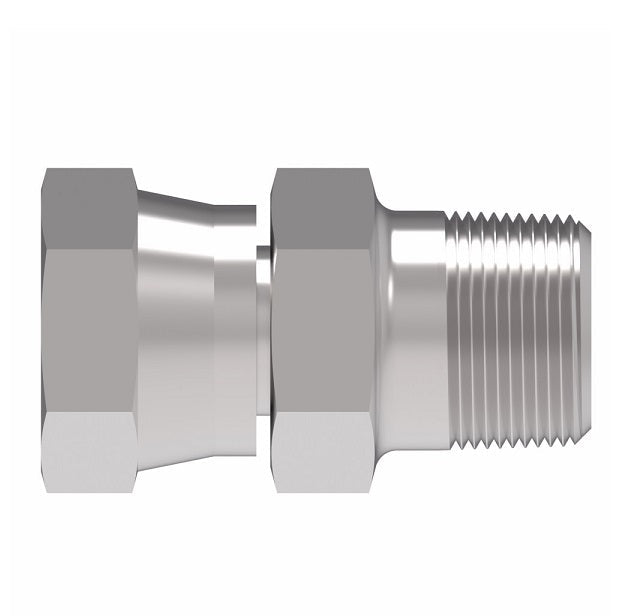 307-2045-4-4 Aeroquip by Danfoss | Internal Pipe Swivel (NPSM)/External Pipe Straight Adapter | Loctite Vibra-Seal | -04 Female NPSM x -04 Male NPTF | Steel