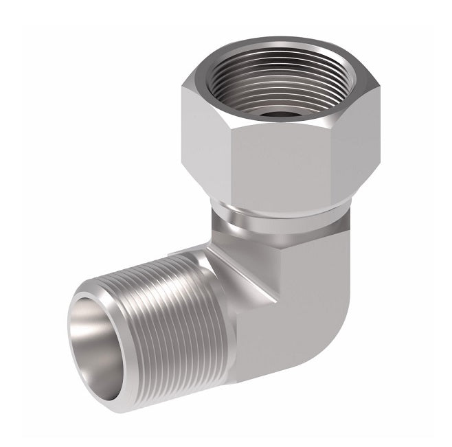 2047-6-4S Aeroquip by Danfoss | Internal Pipe Swivel (NPSM)/External Pipe 90° Elbow Adapter | -06 Female NPSM x -04 Male NPTF | Steel
