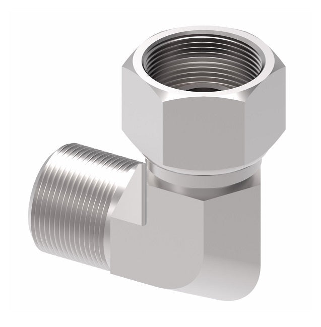 2047-4-2S Aeroquip by Danfoss | Internal Pipe Swivel (NPSM)/External Pipe 90° Elbow Adapter | -04 Female NPSM x -02 Male NPTF | Steel