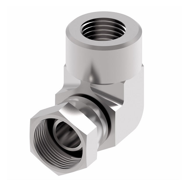 2048-6-8S Aeroquip by Danfoss | Internal Pipe Swivel (NPSM)/Internal Pipe 90° Elbow Adapter | -06 Female NPSM x -08 Female NPTF | Steel