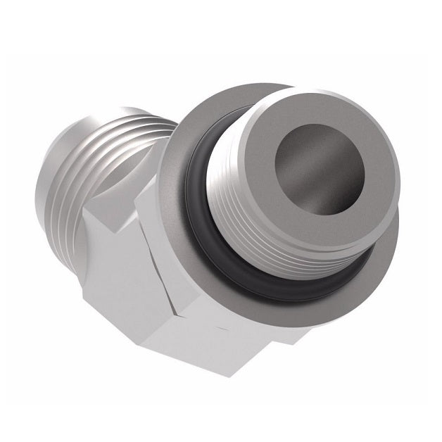 2061-10-8S Aeroquip by Danfoss | SAE ORB (adj.)/37° JIC Flare 45° Elbow Adapter | -10 Male SAE O-Ring Boss x -08 Male 37° JIC Flare | Steel