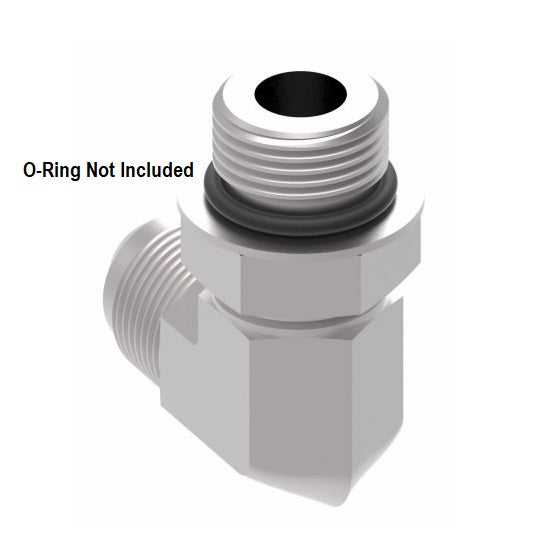 2062-1-12-8S Aeroquip by Danfoss | SAE ORB (adj.)/37° JIC Flare 90° Elbow Adapter (without O-Ring) | -12 Male SAE O-Ring Boss x -08 Male 37° JIC Flare | Steel