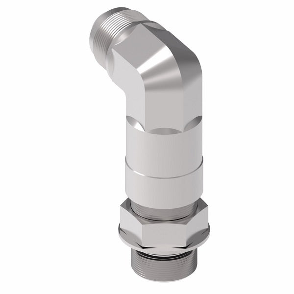 206209-4-4S Aeroquip by Danfoss | SAE ORB (adj.)/37° JIC Flare Long 90° Elbow Adapter | -04 Male SAE O-Ring Boss x -04 Male 37° JIC Flare | Steel