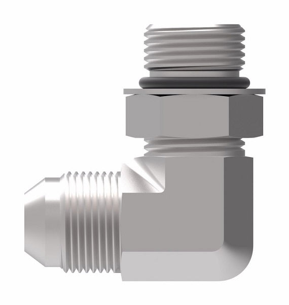 2062-4-4S Aeroquip by Danfoss | SAE ORB (adj.)/37° JIC Flare 90° Elbow Adapter | -04 Male SAE O-Ring Boss x -04 Male 37° JIC Flare | Steel