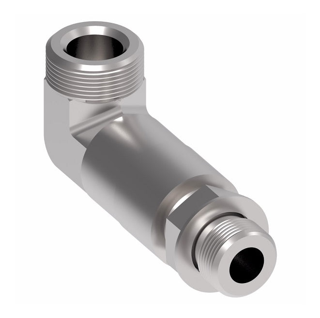 206804-12-12S Aeroquip by Danfoss | Internal Pipe/SAE ORB (Adj.) 90° Elbow Adapter | -12 Female NPTF x -12 Male SAE O-Ring Boss | Steel