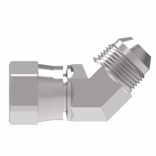2070-5-5S Aeroquip by Danfoss | 37° Flare Swivel/37° Flare 45° Elbow Adapter | -05 Female 37° JIC Flare Swivel x -05 Male 37° JIC Flare | Steel