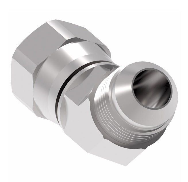 2070-14-14S Aeroquip by Danfoss | 37° Flare Swivel/37° Flare 45° Elbow Adapter | -14 Female 37° JIC Flare Swivel x -14 Male 37° JIC Flare | Steel