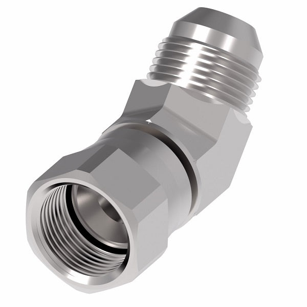 2070-6-6S Aeroquip by Danfoss | 37° Flare Swivel/37° Flare 45° Elbow Adapter | -06 Female 37° JIC Flare Swivel x -06 Male 37° JIC Flare | Steel