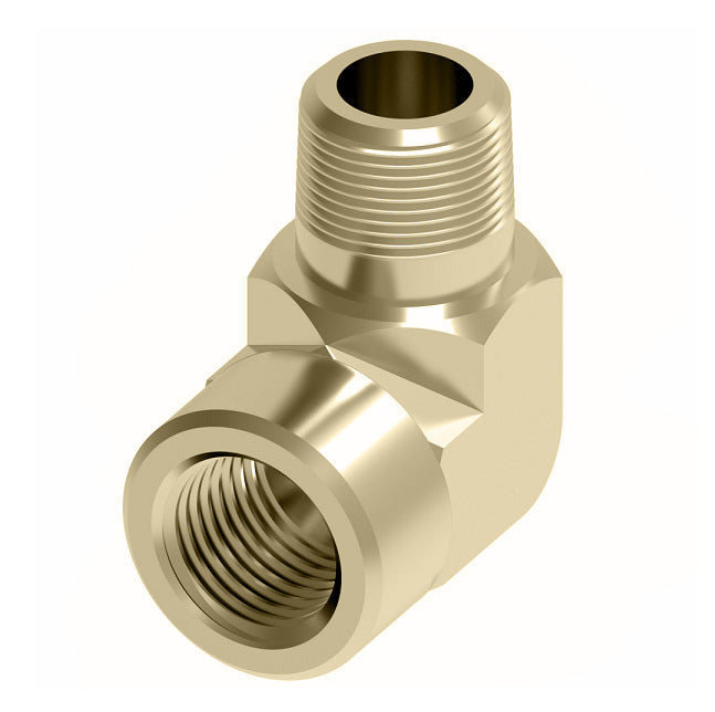 2089-4-4B Aeroquip by Danfoss | External Pipe/Internal Pipe 90° Elbow Adapter | -04 Male NPTF x -04 Male NPTF | Brass