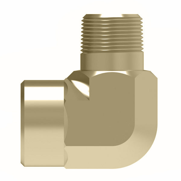 2089-4-4B Aeroquip by Danfoss | External Pipe/Internal Pipe 90° Elbow Adapter | -04 Male NPTF x -04 Male NPTF | Brass