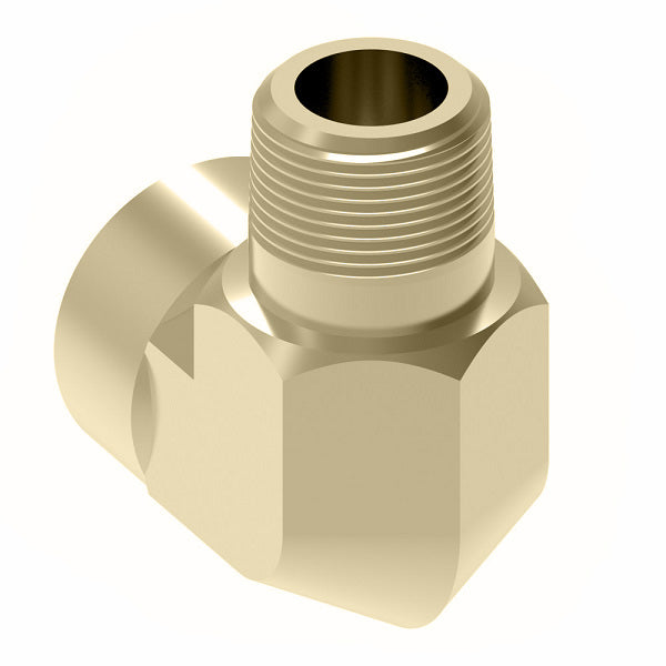 2089-4-4B Aeroquip by Danfoss | External Pipe/Internal Pipe 90° Elbow Adapter | -04 Male NPTF x -04 Male NPTF | Brass