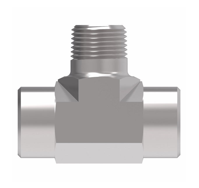 2091-4-4S Aeroquip by Danfoss | External Pipe Branch/Internal Pipe Tee Adapter | -04 Female NPTF x -04 Female NPTF x -04 Male NPTF | Steel