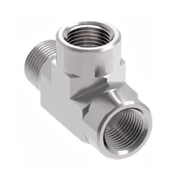 2092-4-4S Aeroquip by Danfoss | External Pipe Run/Internal Pipe Tee Adapter | -04 Male NPTF x -04 Female NPTF x -04 Female NPTF | Steel