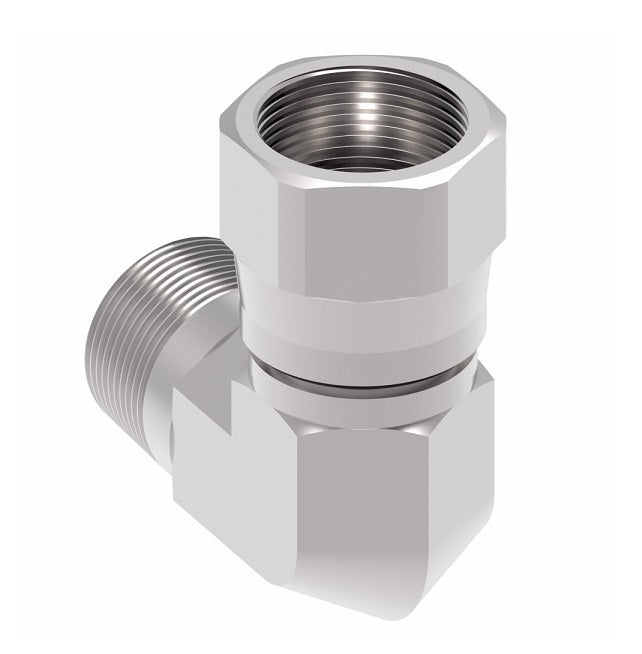 2250-24-24S Aeroquip by Danfoss | External Pipe/37° JIC Flare Swivel 90° Elbow Adapter | -24 Male NPTF x -24 Female 37° JIC Flare | Steel