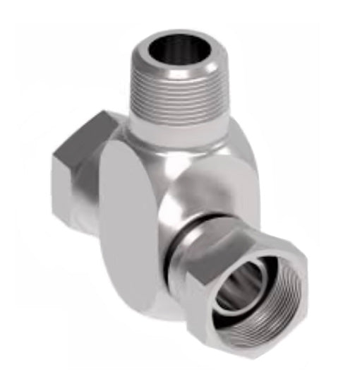 2254-6-6S Aeroquip by Danfoss | Internal Pipe Swivel (NPSM)/External Pipe Branch Tee Adapter | -06 Female NPSM x -06 Female NPSM x -06 Male NPTF | Steel