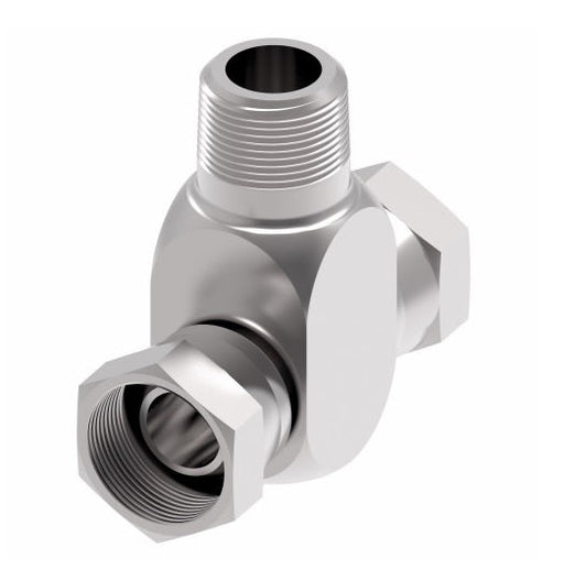 2254-6-6S Aeroquip by Danfoss | Internal Pipe Swivel (NPSM)/External Pipe Branch Tee Adapter | -06 Female NPSM x -06 Female NPSM x -06 Male NPTF | Steel