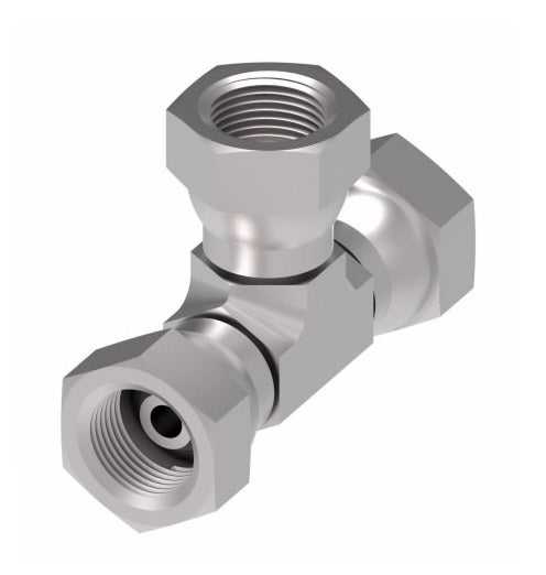 2255-8-8S Aeroquip by Danfoss | Internal Pipe Swivel (NPSM) Tee Adapter | -08 Female NPSM x -08 Female NPSM x -08 Female NPSM | Steel