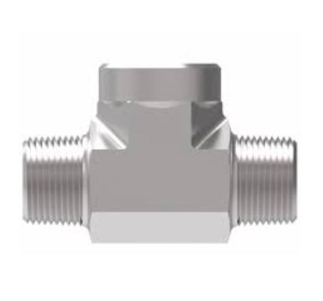 2256-2-2S Aeroquip by Danfoss | External Pipe/Internal Pipe Branch Tee Adapter | -02 Male NPTF x -02 Male NPTF x -02 Female NPTF | Steel