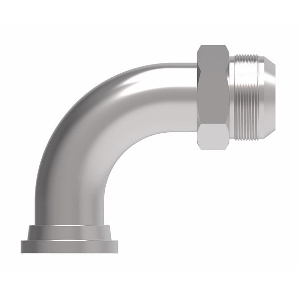 FF5162-1212S Aeroquip by Danfoss | Code 61 Split Flange/37° JIC Flare Long 90° Elbow Adapter | Standard Pressure Series | -12 Code 61 Split Flange x -12 Male 37° JIC Flare | Steel